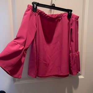 Pink off shoulder silky top